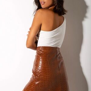 Motel Faux Crocodile Mini Skirt